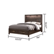 Full Bed Made with Wood and LED Headboard in Walnut Color