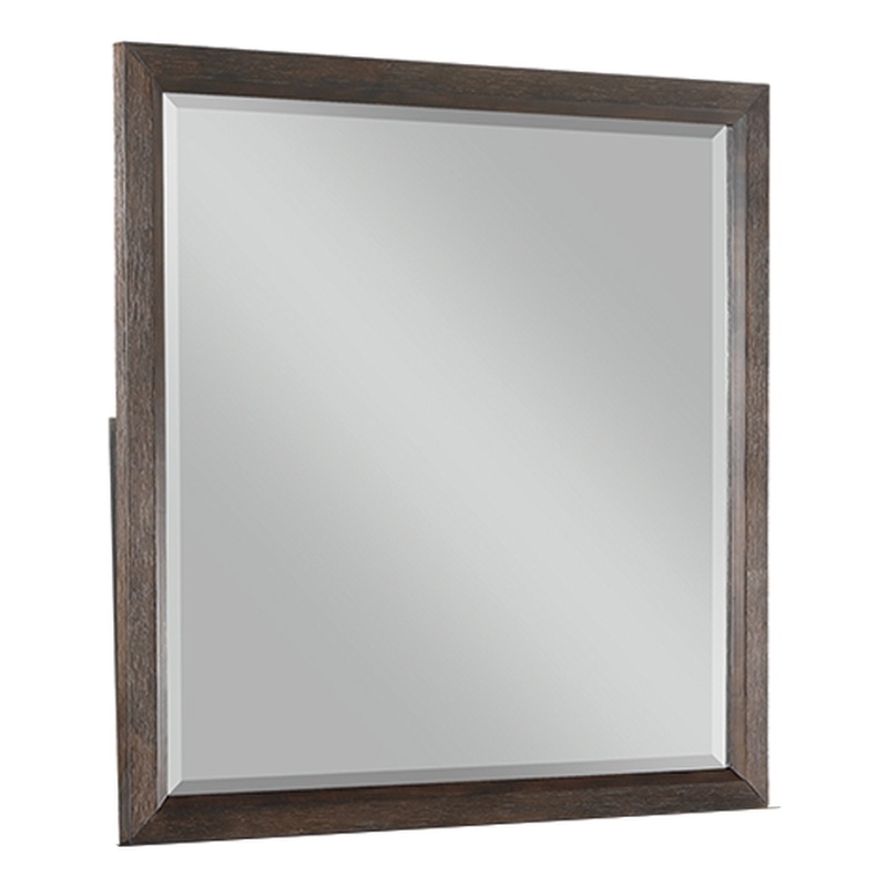 Mirror Modern Style Square Made With Wood Frame in Walnut Color