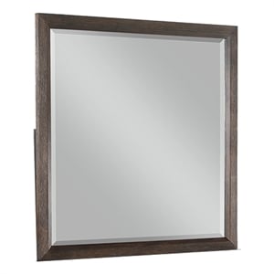 Mirror Modern Style Square Made With Wood Frame in Walnut Color