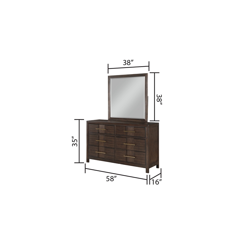 4 PC Full Modern Bedroom Set made with Wood in Walnut color