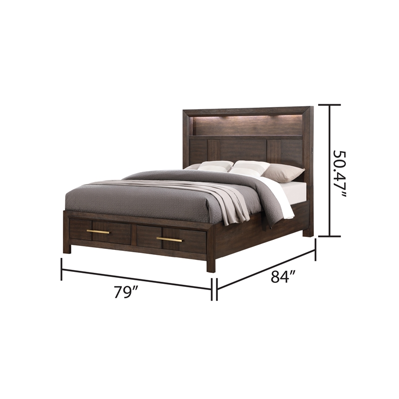 4 PC King Modern Bedroom Set made with Wood in Walnut color