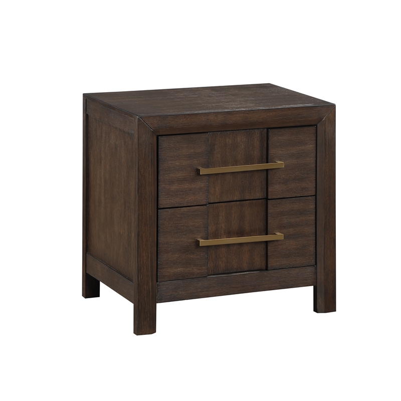 4 PC King Modern Bedroom Set made with Wood in Walnut color
