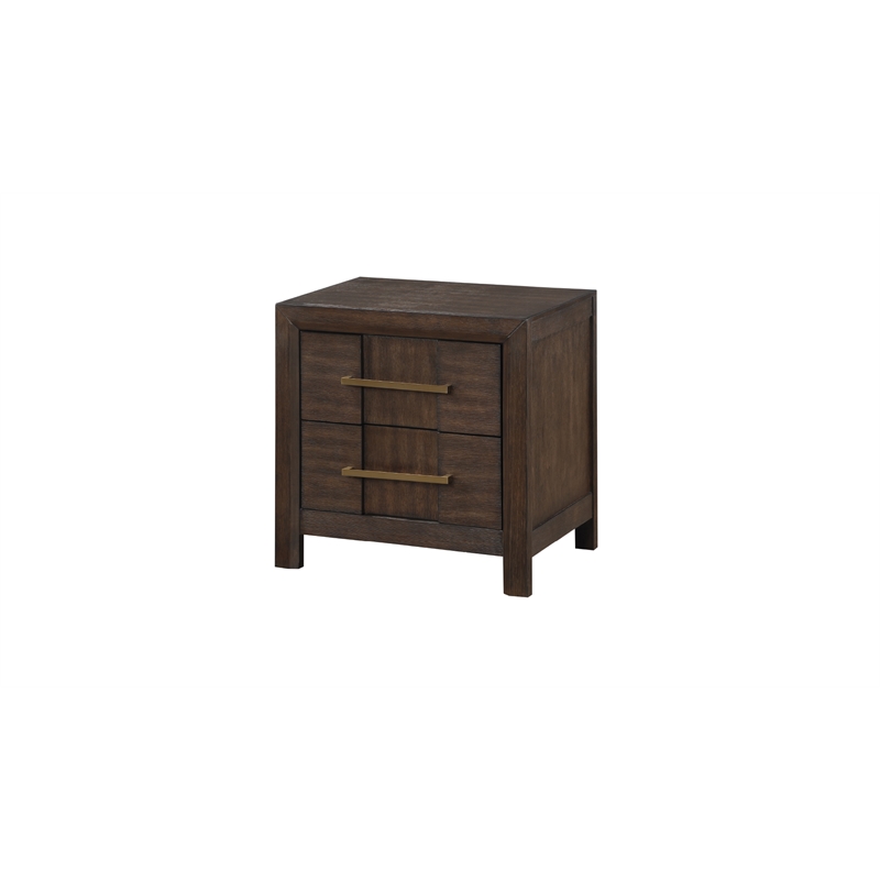 4 PC King Modern Bedroom Set made with Wood in Walnut color