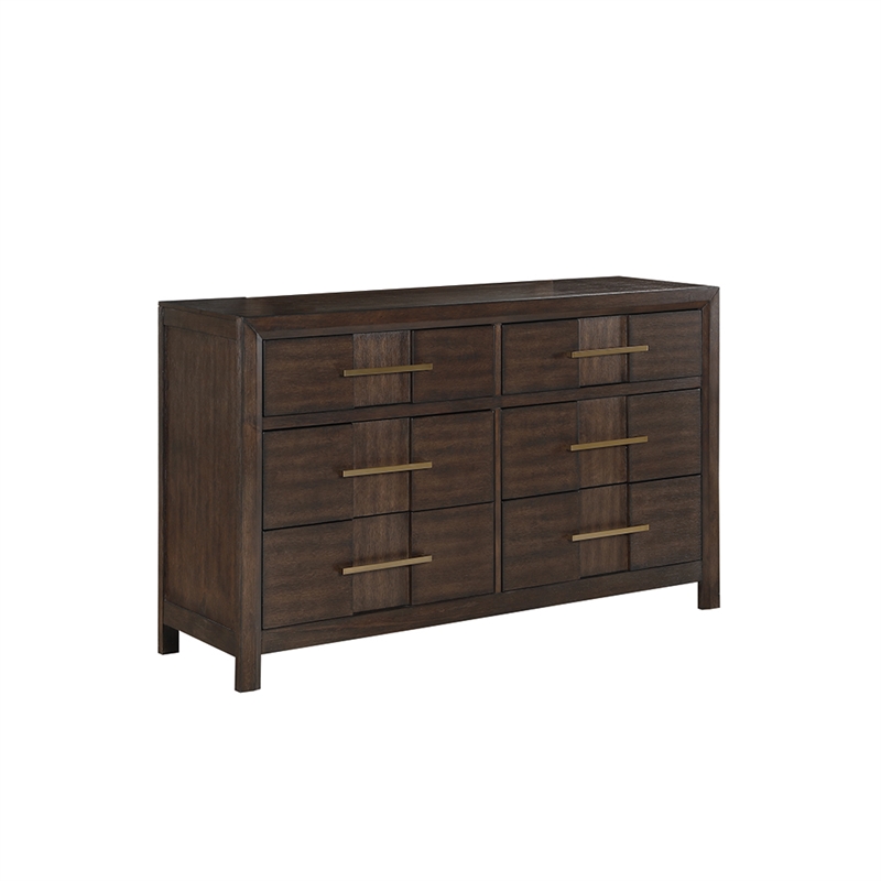 5 PC Full Modern Bedroom Set made with Wood in Walnut color