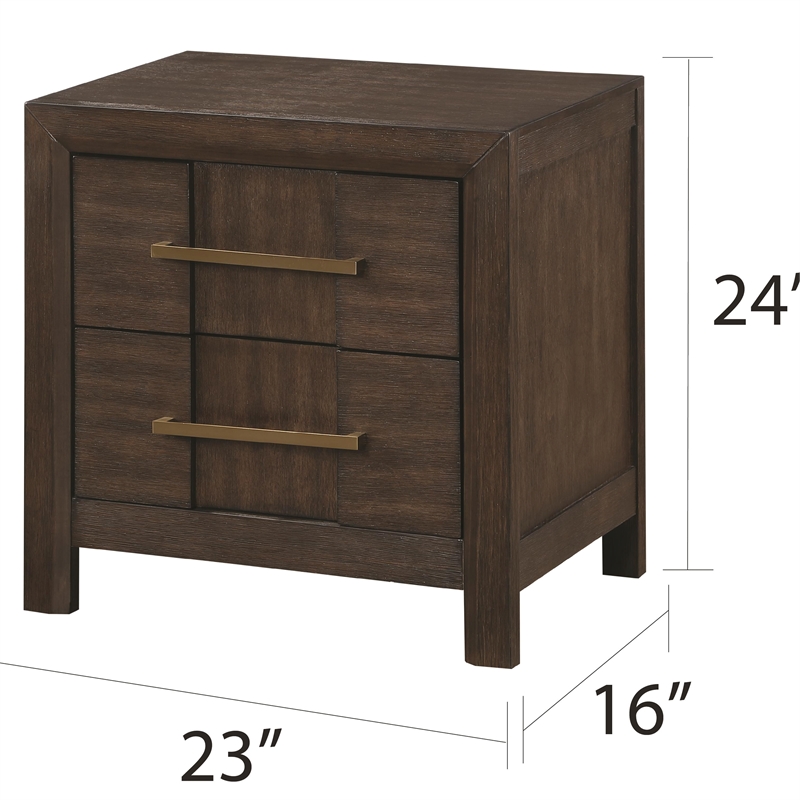 5 PC Queen Modern Bedroom Set made with Wood in Walnut color