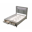 Queen Bed Made with Wood and LED Headboard in Gray Color