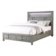 Queen Bed Made with Wood and LED Headboard in Gray Color