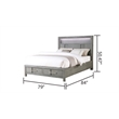 King bed Made with Wood and LED Headboard in Gray Color