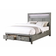 Full Bed Made with Wood and LED Headboard in Gray Color