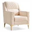 Luna Chair Finished in Velvet Fabric made with wood in Ivory Color