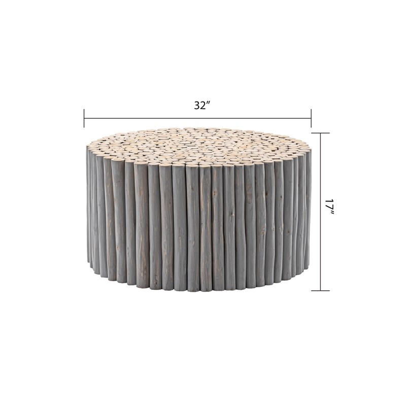 T1009-32 Contemporary Style Jungle Wood Coffee Table in Gray Color