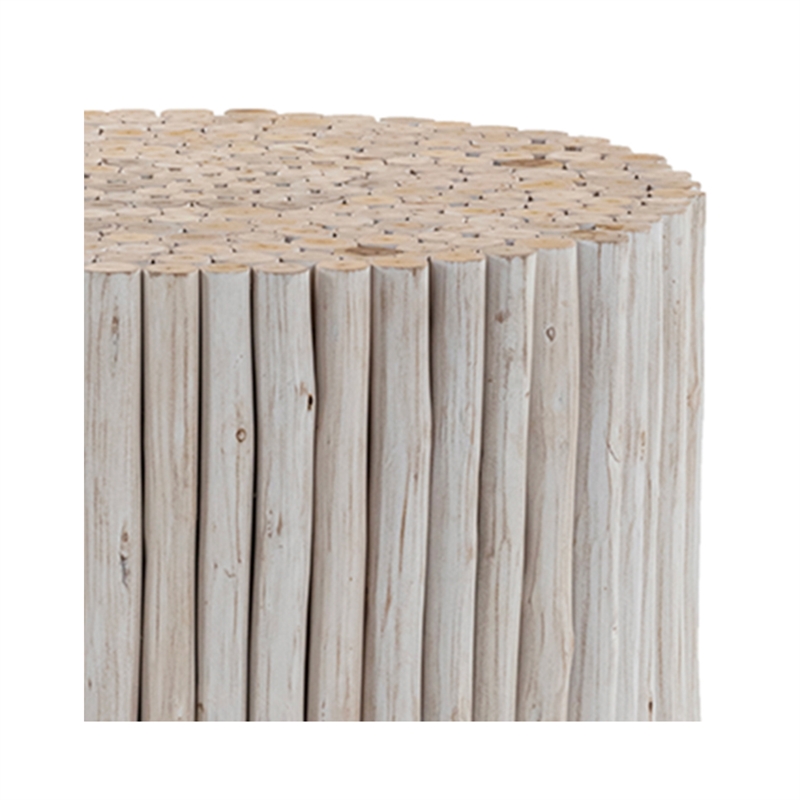 T1009-32-15 Contemporary Style Jungle Wood Coffee Table in White Wash Color