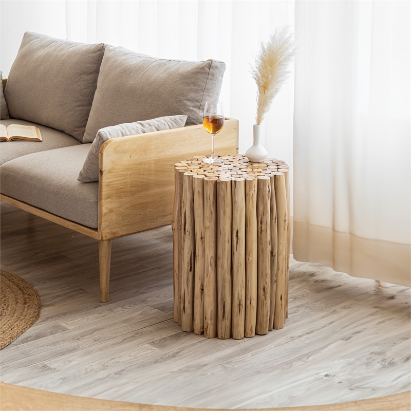 ET1009-16 Contemporary Style Jungle Wood End Table in Natural Color