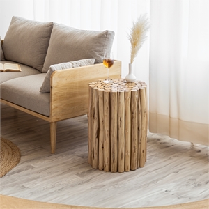 ET1009-16 Contemporary Style Jungle Wood End Table in Natural Color