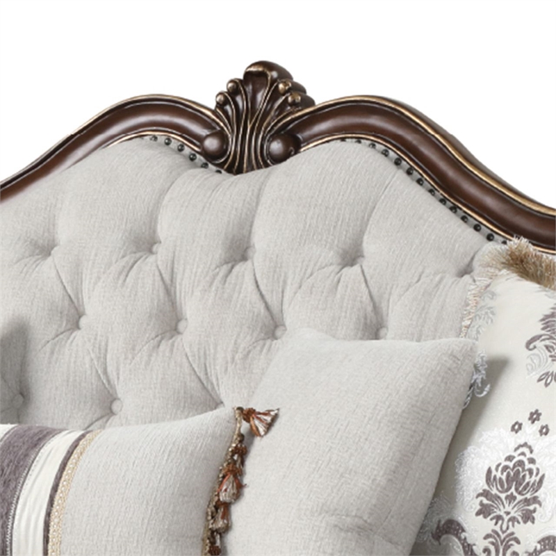 Gloria Traditional Style button tufted Loveseat made with wood in Ivory