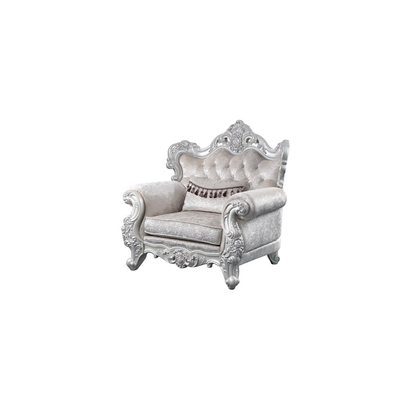 Melrose Traditional Style Chair Made with Wood in silver