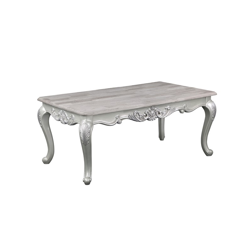 Melrose Traditional Coffee Table Made with Wood in Silver