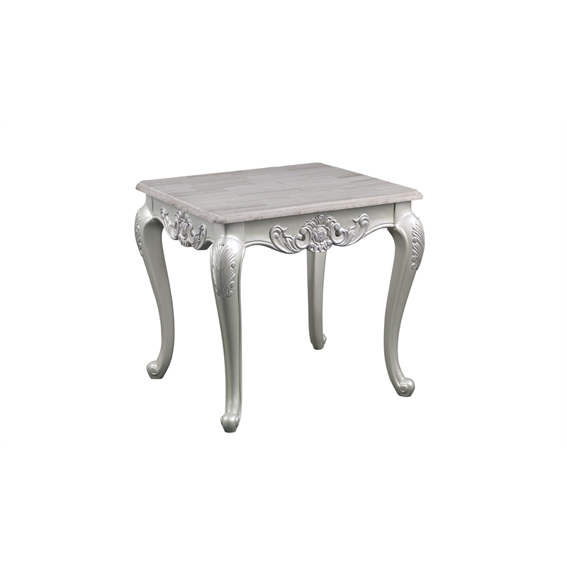 Melrose Traditional Style End Table Made with Wood in Silver