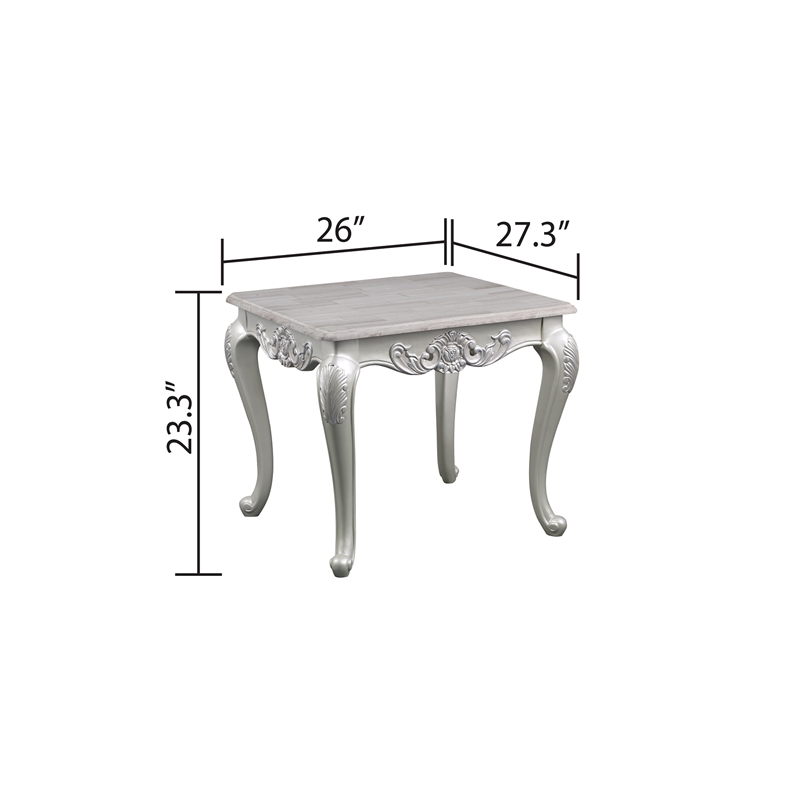 Melrose Traditional Style End Table Made with Wood in Silver