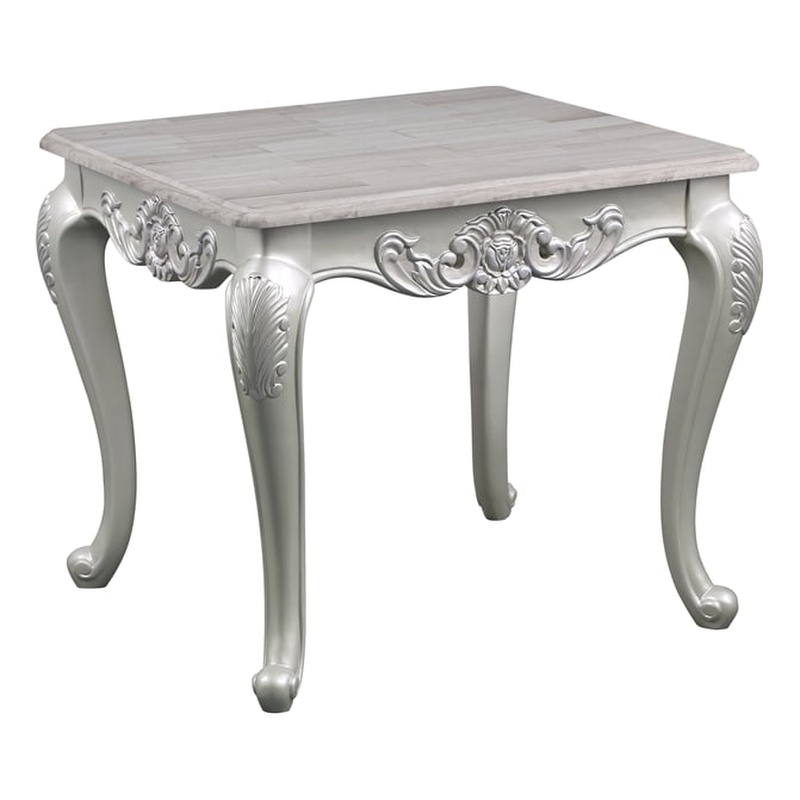 Melrose Traditional Style End Table Made with Wood in Silver