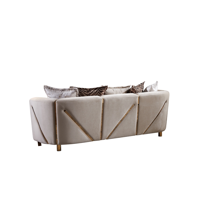 Chanelle Thick Velvet Fabric Upholstered Sofa Made With Wood in Beige