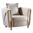 Chanelle Thick Velvet Fabric Upholstered Chair Made With Wood in Beige