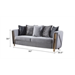 Chanelle Thick Velvet Fabric Upholstered Sofa Made With Wood in Gray