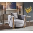 Chanelle Thick Velvet Fabric Upholstered Chair Made With Wood in Gray