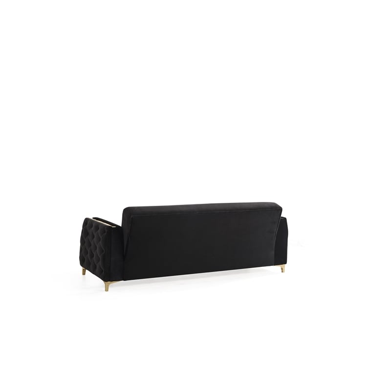 Lust Modern Style Sofa Made with Wood & Under-seat Storage in Black