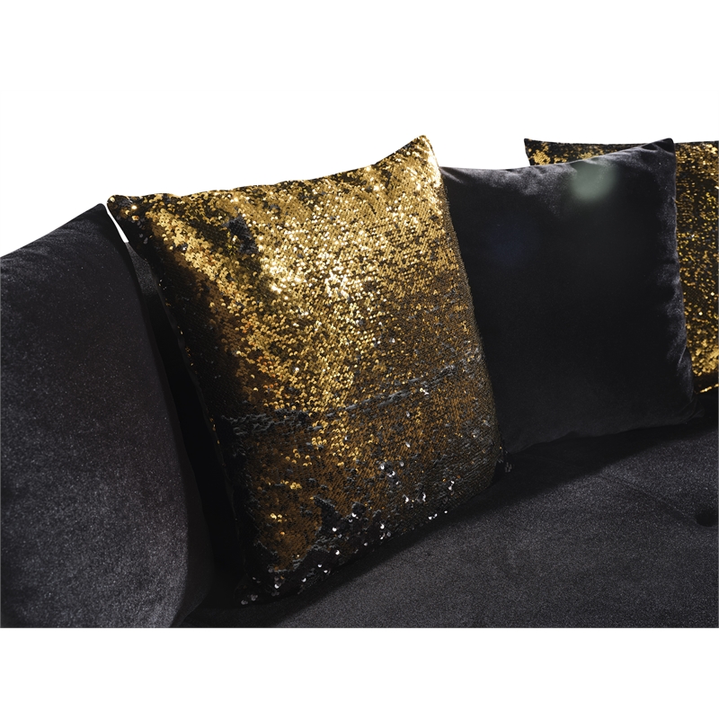 Lust Modern Style Loveseat Made with Wood & Under-seat Storage in Black