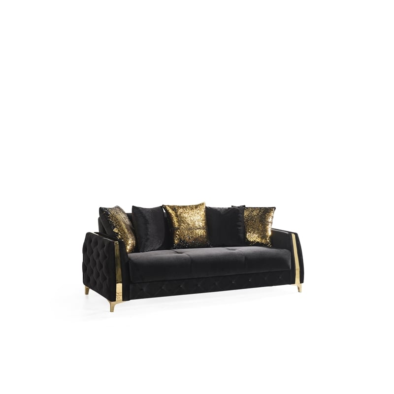 Lust Modern Style 2PC Living Room Set Made with Wood in Black