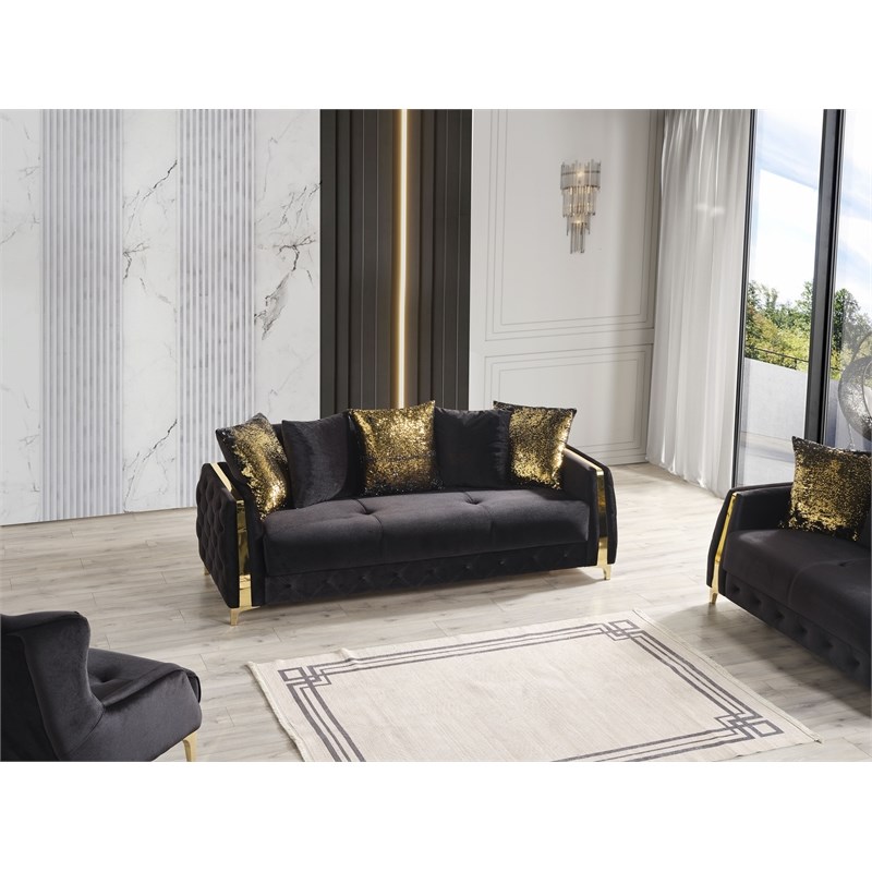 Lust Modern Style 3PC Living Room Set Made with Wood in Black