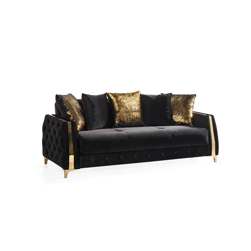 Lust Modern Style 3PC Living Room Set Made with Wood in Black