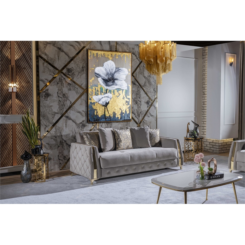 Lust Modern Style 3PC Living Room Set Made with Wood in Taupe
