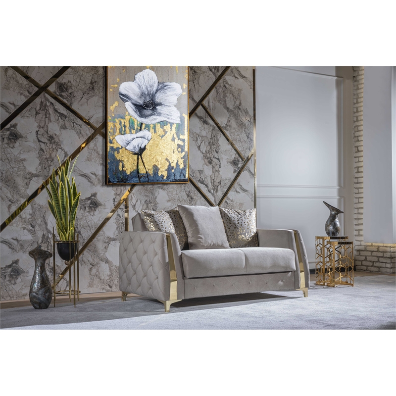 Lust Modern Style 3PC Living Room Set Made with Wood in Taupe