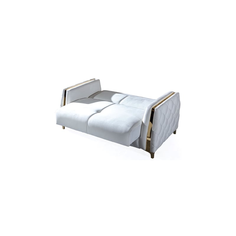 Lust Modern Style Loveseat Made with Wood & Under-seat Storage in White