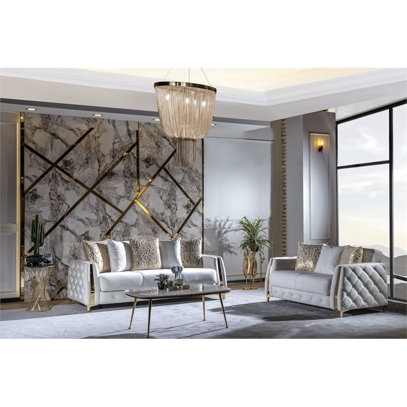 Lust Modern Style Loveseat Made with Wood & Under-seat Storage in White