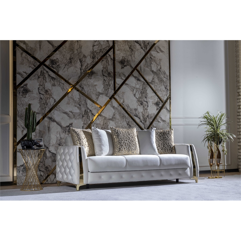 Lust Modern Style 3PC Living Room Set Made with Wood in White