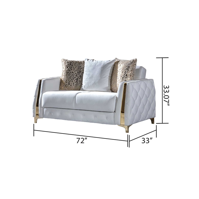 Lust Modern Style 3PC Living Room Set Made with Wood in White