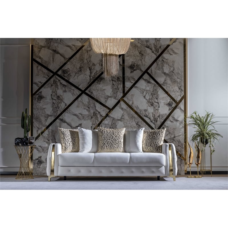 Lust Modern Style 3PC Living Room Set Made with Wood in White