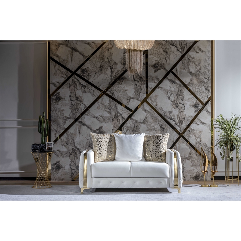 Lust Modern Style 3PC Living Room Set Made with Wood in White