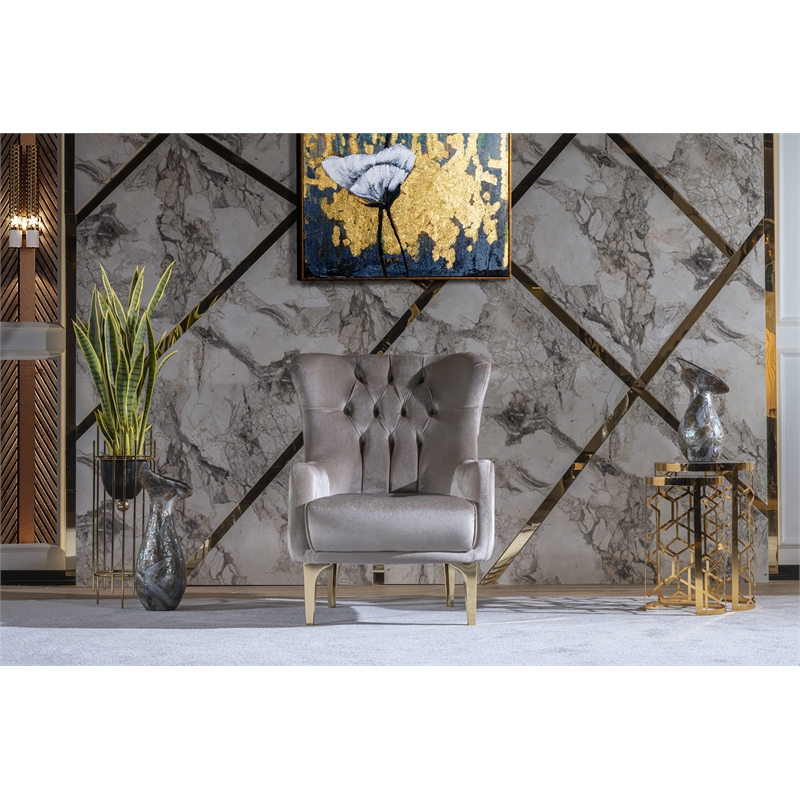 Lust Modern Style Chair Made with Wood in Taupe