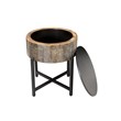 T1216E Round Storage End Table made with Mango Wood in Rustic Vintage