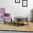 T1216C Round Storage Coffee Table made with Mango Wood in Rustic Vintage