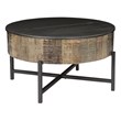 T1216C Round Storage Coffee Table made with Mango Wood in Rustic Vintage