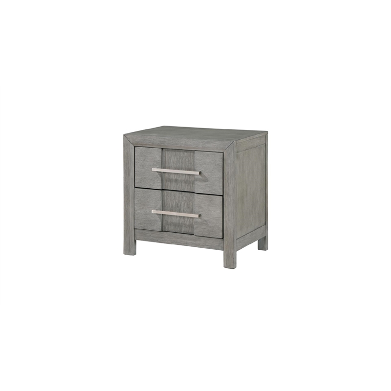 Modern Style Night Stand made with wood in Gray finish