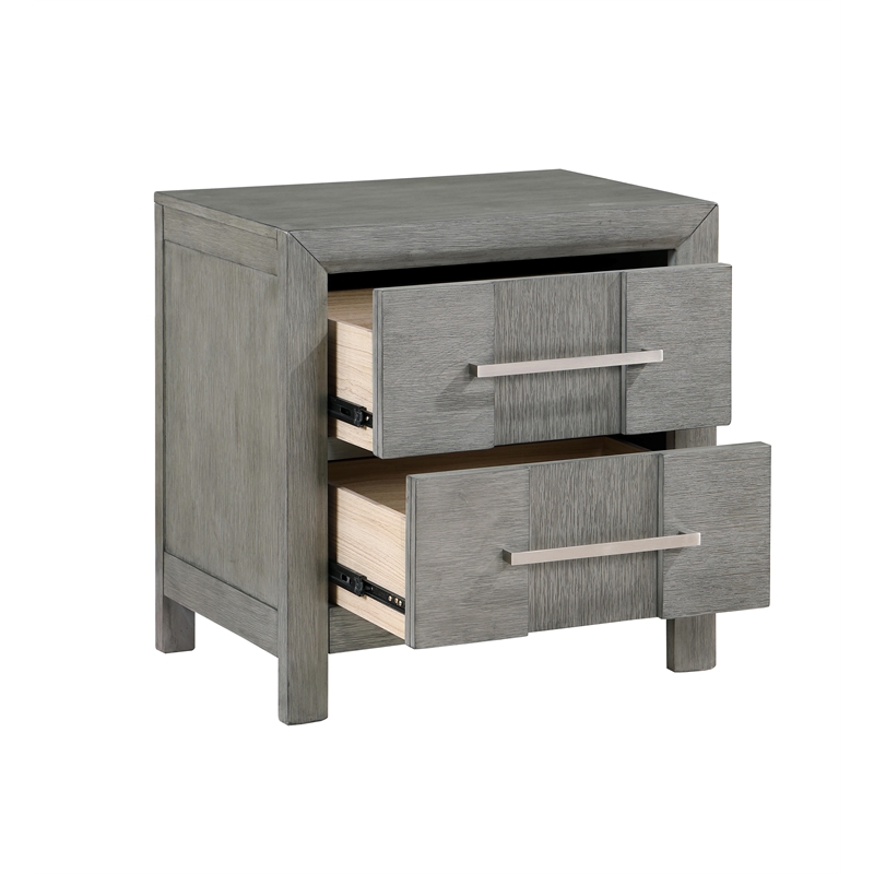 Modern Style Night Stand made with wood in Gray finish