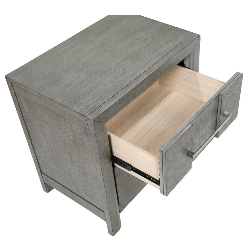 Modern Style Night Stand made with wood in Gray finish