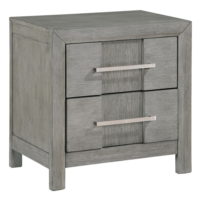 Modern Style Night Stand made with wood in Gray finish