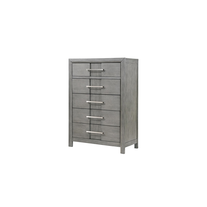 King 5PC Modern Style Storage Bedroom Set Made with Wood in Gray